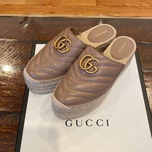 Auth Gucci GG Marmont Matelassé Platform Size 35